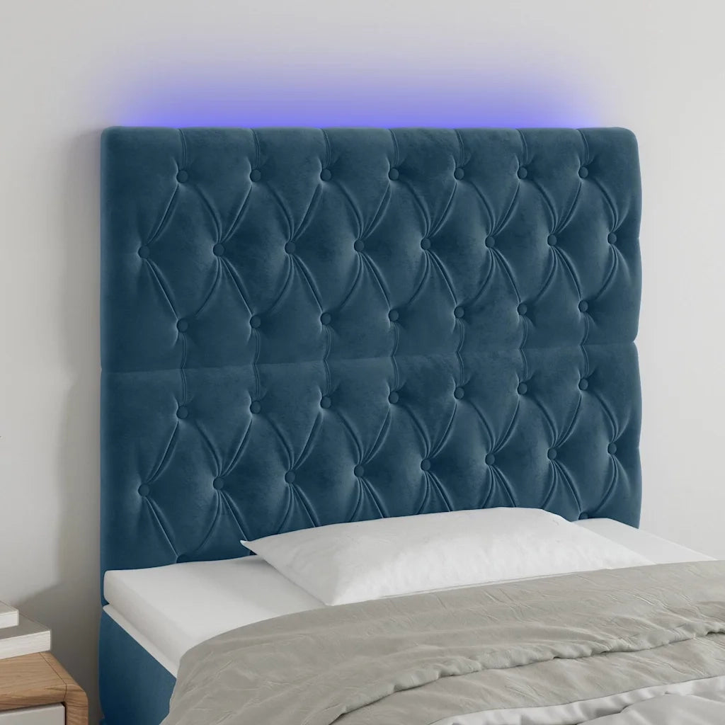 Testiera a LED Blu scuro 90x7x118/128 cm in Velluto 3122800