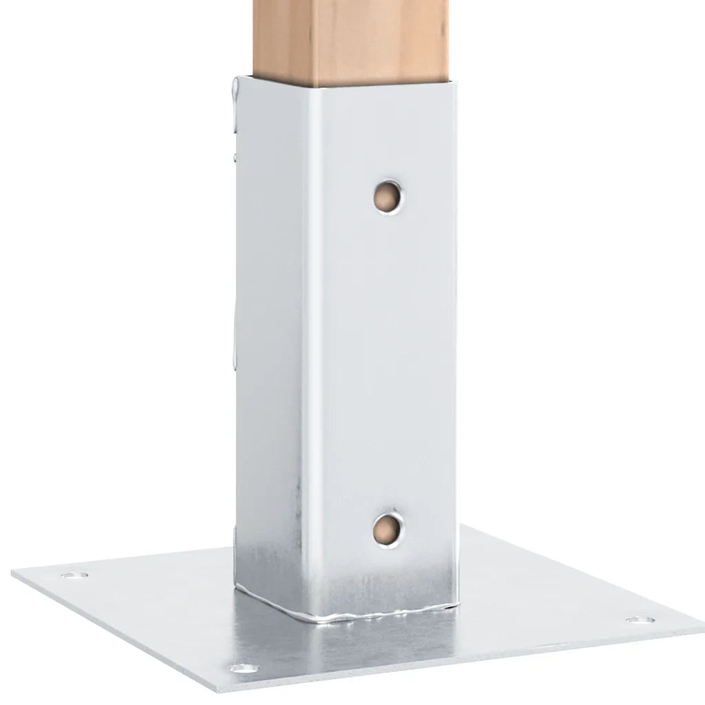 Basi per Pali Quadrate 12 pz Argento 46x46 mm Acciaio Zincato