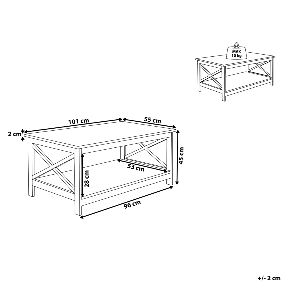 Tavolino da caffè Nero 100 x 55 cm 2 ripiani rettangolare da tavolo in stile moderno
