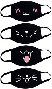 Maschera per la protezione orale - Anime Cartoon - Tessuto di cotone - Protezione solare - Anti-polvere - 4 pezzi - Orecchini elastiche - Maschera per la protezione orale