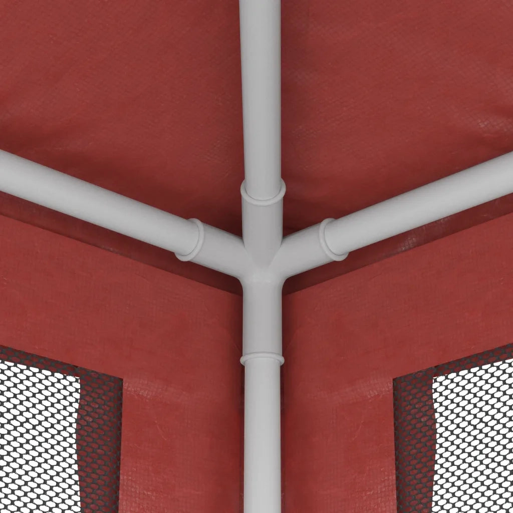 Tenda per Feste con 10 Pareti Laterali in Rete Rossa 3x12m HDPE