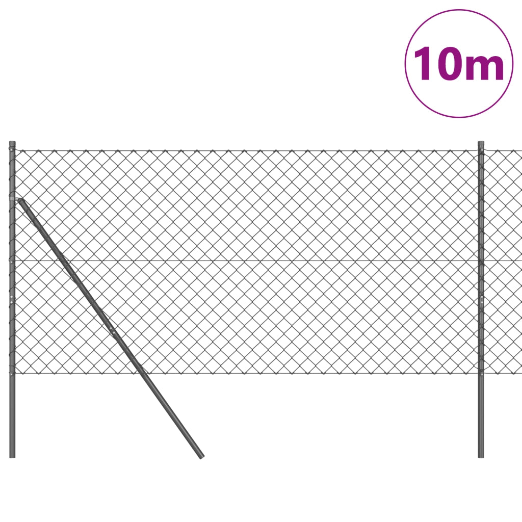 Recinzione a Maglie con 7 Post 1x10 m Acciaio Zincato Grigio