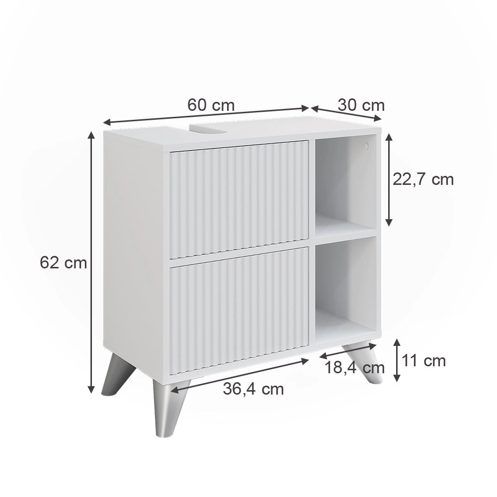 Vicco Mobile sottolavabo per bagno Bianco 60 x 62 cm con 2 cassetti