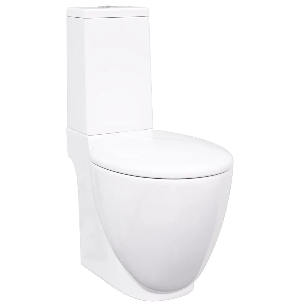 Vaso WC in Ceramica da Bagno Rotondo Base con Scarico Bianco 3059888