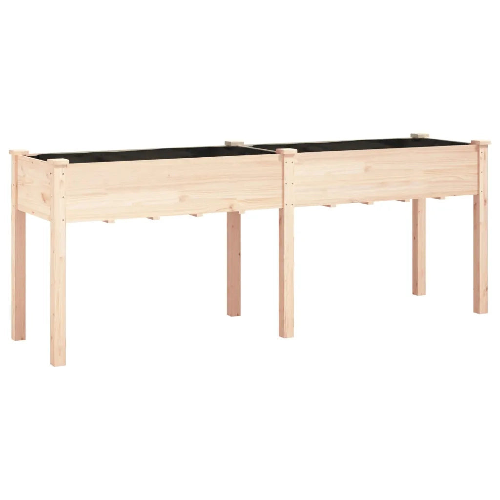 Fioriera con Fodera-Vaso-Contenitore per Piante 203x53x76 cm Legno Massello di Abete