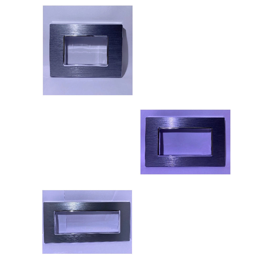 Trade Shop - Placca Luxury 3 4 6m In Metallo Argento Ossidato Compatibile Con Bticino Axolute -