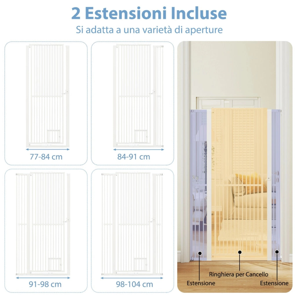 Porta per animali domestici extra alta con apertura da 77-104 cm-Porta facilmente percorribile per cucina porta Bianco