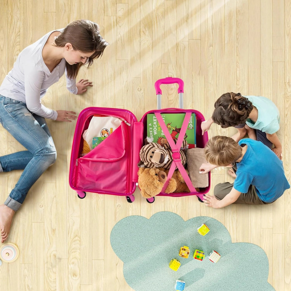 Set di Valigia per Bambini, 16" Valigia+ 12" Zaino, 2 Pezzi, con Ruote Girevoli a 360° e Maniglia Retrattile, Ideale per Viaggiare in Modo Comodo e Divertente (Modello 26)