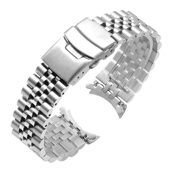 Cinturino orologio in acciaio inossidabile - Taps a tope - Estremità curve - Sostitutivo cinturino orologio - Chiusura a doppia vite - Lunghezza 185 mm