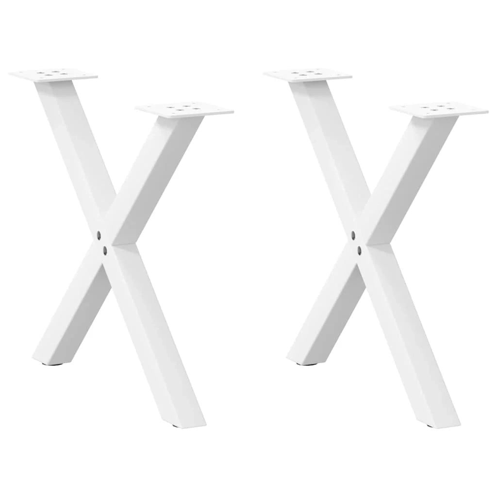 Set di 2 gambe regolabili per tavolino da caffè a forma di X 50 x 43 cm design moderno acciaio bianco 02_0057170