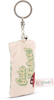 Sostegno per chiavi mini cuscino morbido "Buon viaggio!" 8 cm con campanello