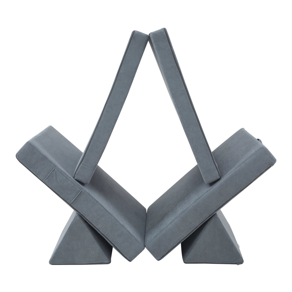 Divano Componibile per Bambini Norhulta Set Modulare Imbottito 150x66x46 cm Velluto a Coste Grigio [en.casa]