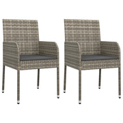 Sedie da Giardino con Cuscini 2 pz | Sedie da Esterno in Polyrattan Grigie
