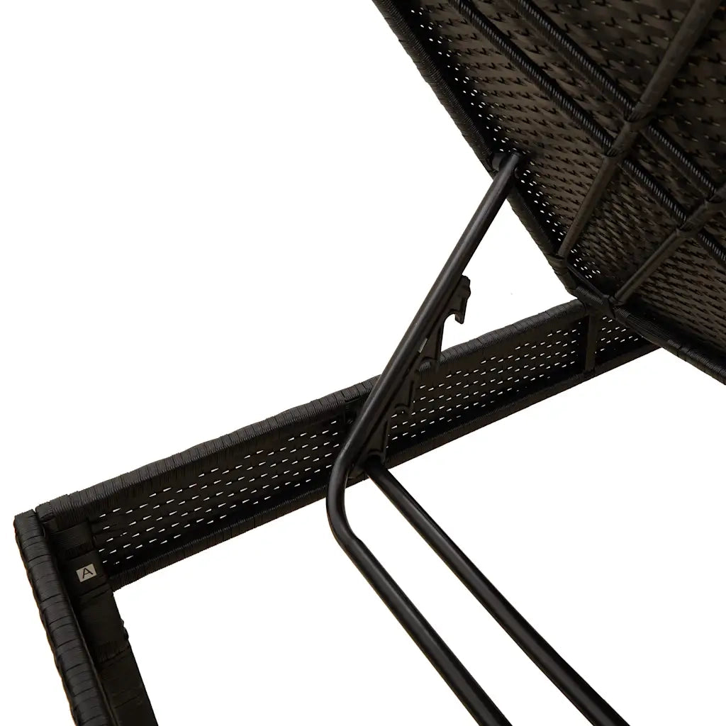 Lettino Prendisole | Sdraio da giardino | Lettino da sole con Cuscino Nero 55x200x44 cm in Polyrattan