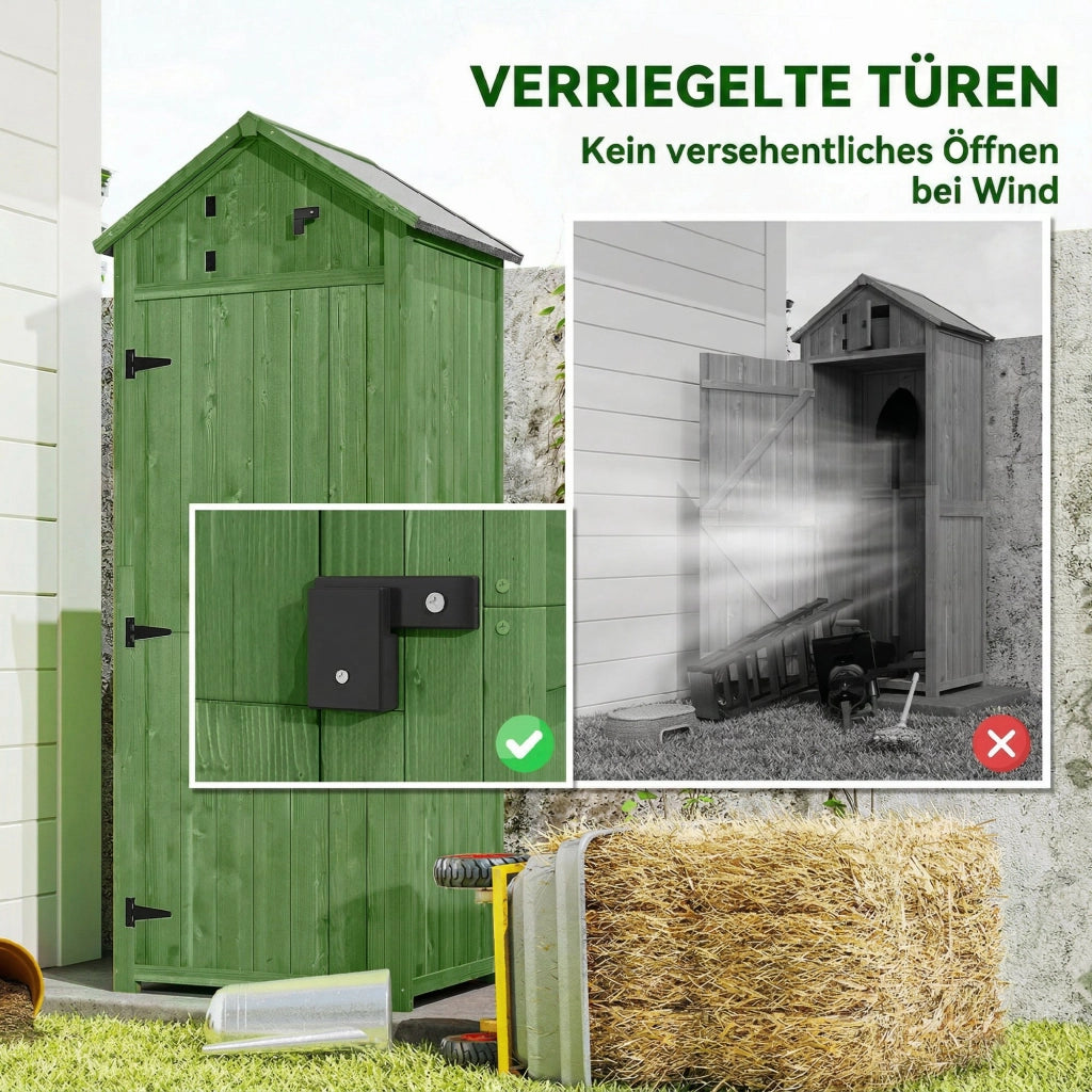 Armadio da Giardino in Legno con 3 Ripiani ¨C zephmum ¨C Grigio 88x132x19