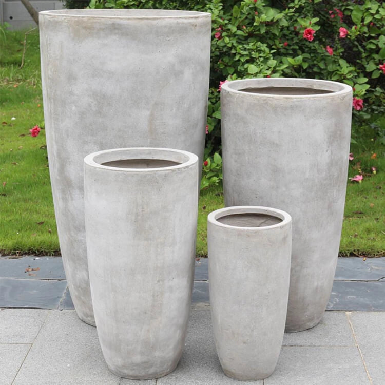 Set di 4 vasi da Giardino in Fibra di argilla cm 54x54x101 - DERRICK
