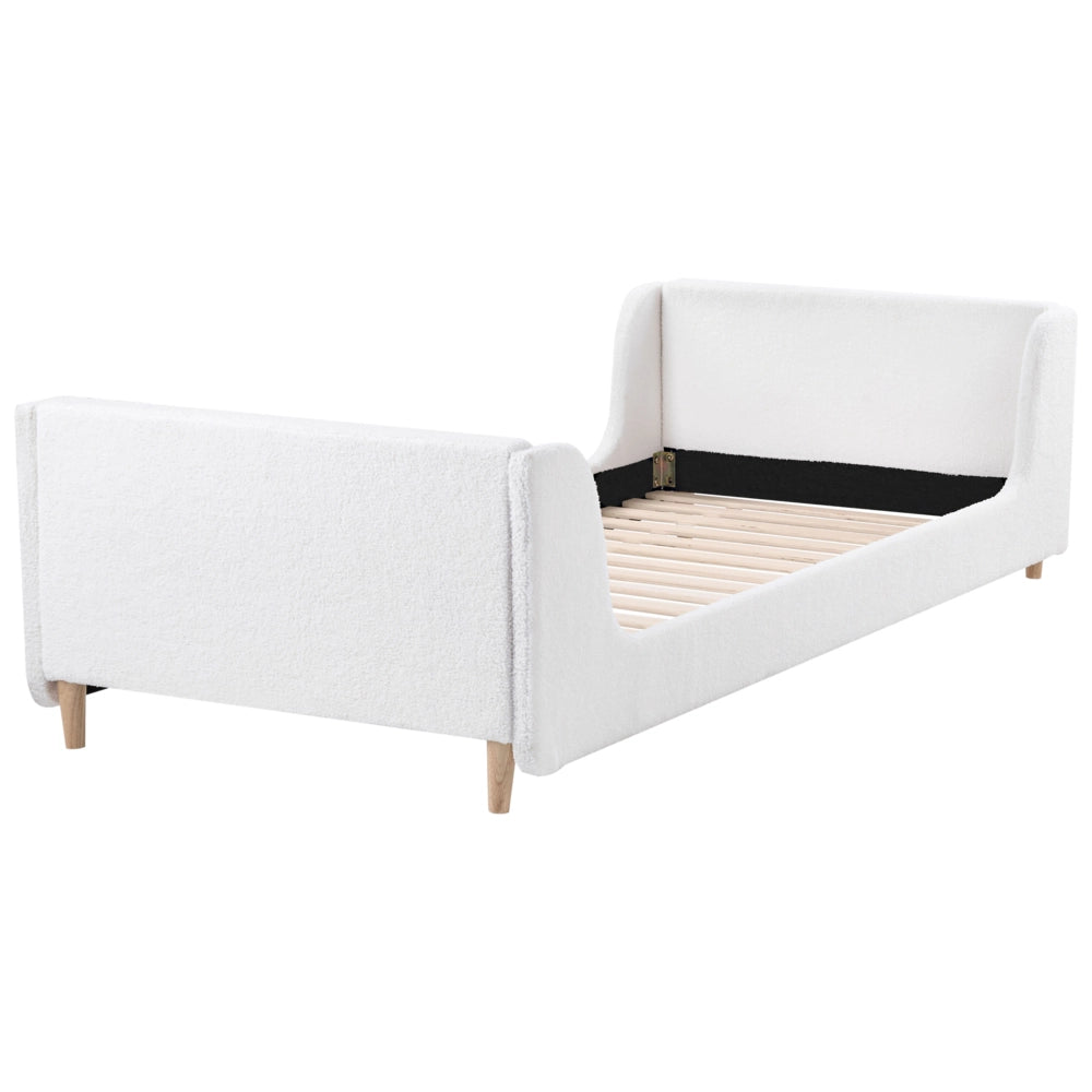 Letto singolo in bouclè bianco sporco con base a doghe 90 x 200 cm Camera da letto Bambini Camera Moderna Tradizionale