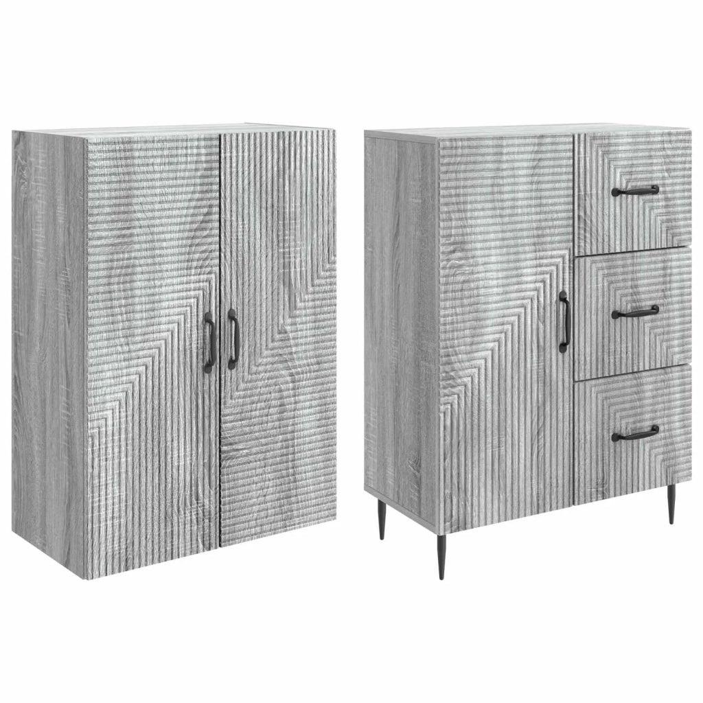 Set di armadi 2 pcs Sonoma grigio 66 x 34,5 x 89,5 cm