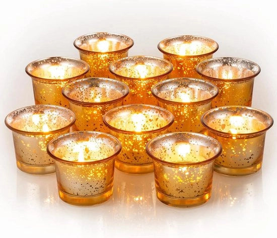 Set di candele in vetro da 12 - Luminarie a cera - Candelabri in vetro - Decorazioni per tavola - Centrepiece - Decorazioni per natale - Decorazioni per la festa di matrimonio - Decorazioni per la reception