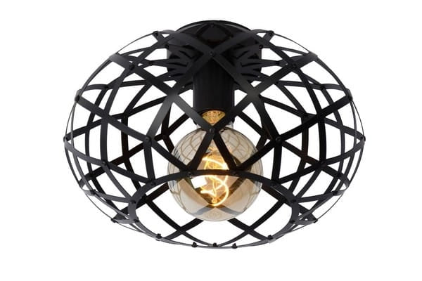 Plafoniera Lucide Wolfram nera metallo 30cm E27 40W
