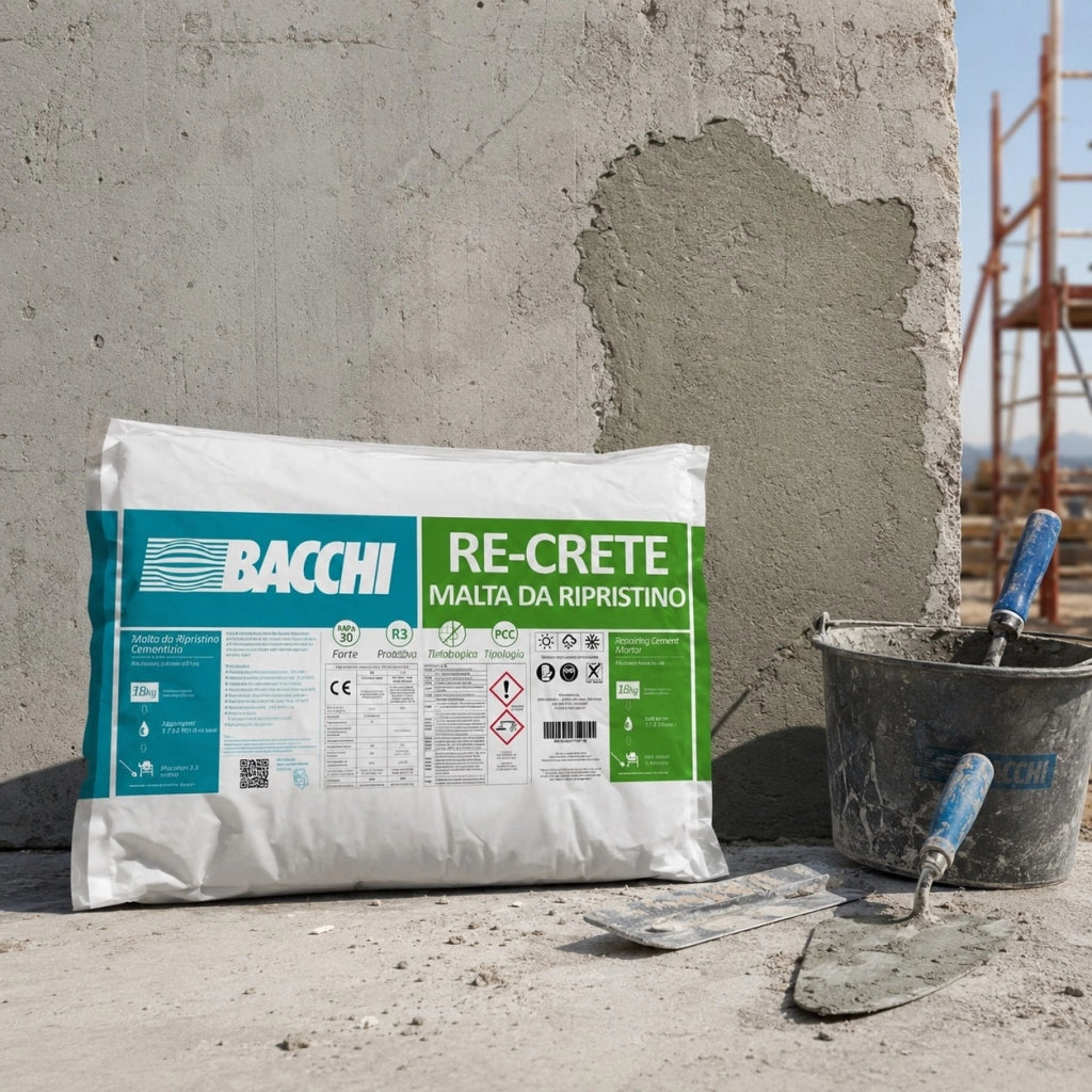 Bacchi re-crete malta cementizia tixotropica fibrorinforzata antiritiro 18 kg