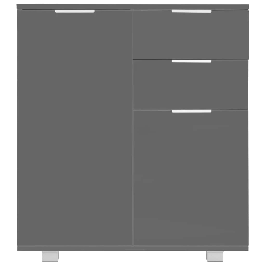 Buffet credenza cassettiera armadio mobile contenitore organizer per cucina soggiorno finitura lucida 71 x 35 x 80 cm legno ingegnerizzato grigio 02_0031820