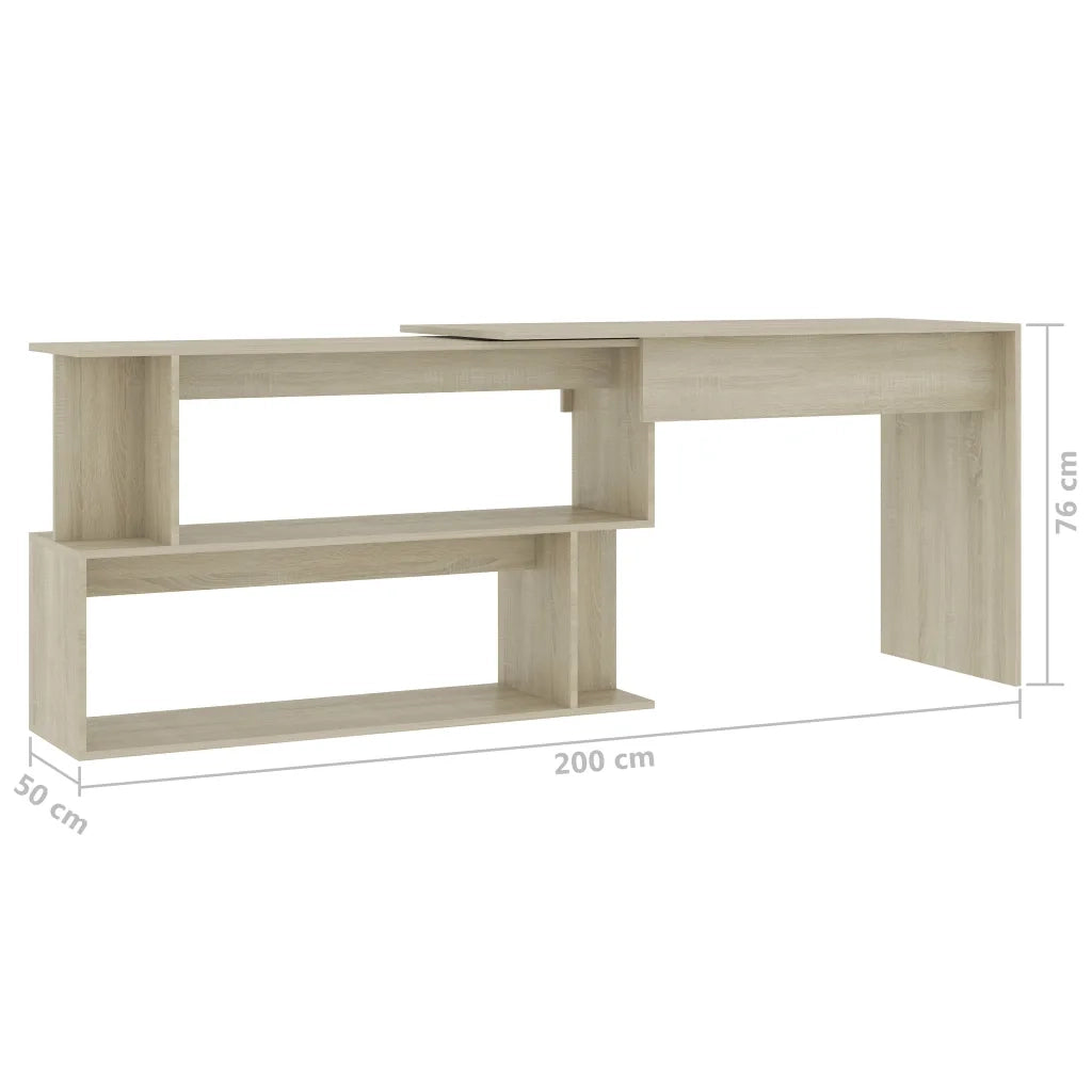 Scrivania Angolo Rovere Sonoma 200x50x76 cm Legno Multistrato 801101
