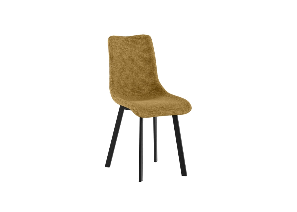 Sedia Iris con Seduta in Tessuto Easy-Clean Giallo e Struttura in Metallo Verniciato Nero - Design Moderno ed Elegante 45x56cm