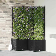 Vaso da giardino 3 pz-Set di 3 Fioriera da Esterno-Contenitore per Piante Nero 80 x 80 x 143 cm Acciaio