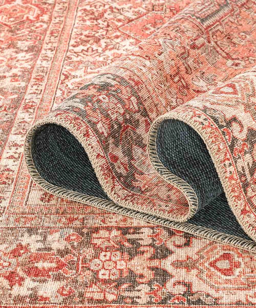 Tappeto arredo casa ORIENTAL SHIRAZ ROSA SALMONE cm.140x190 riproduzione disegno persiano classico in stile vintage. Tappeto lavabile per salotto, soggiorno, camera da letto.