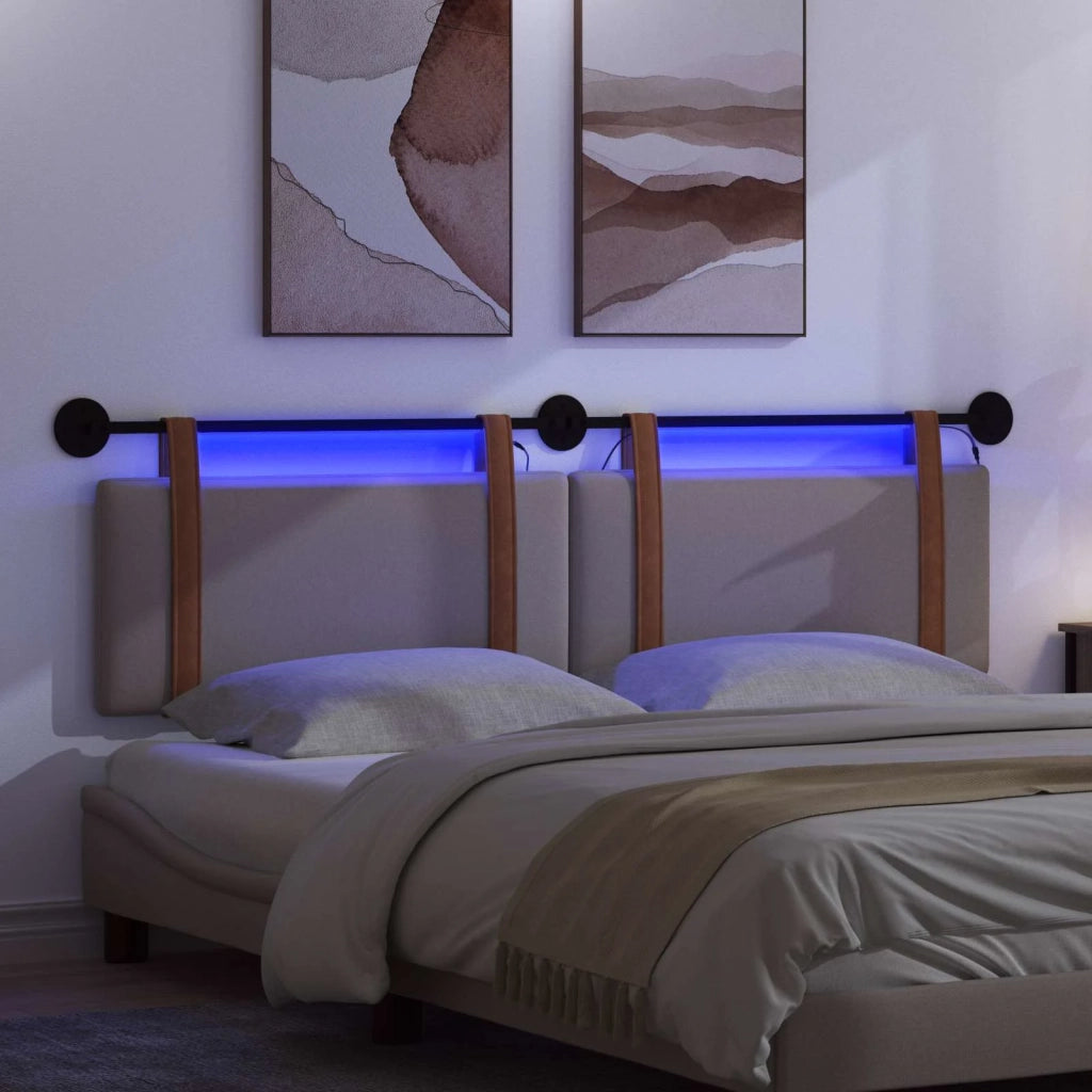 Testiera sospesa Con luce LED Tortora PU Antico