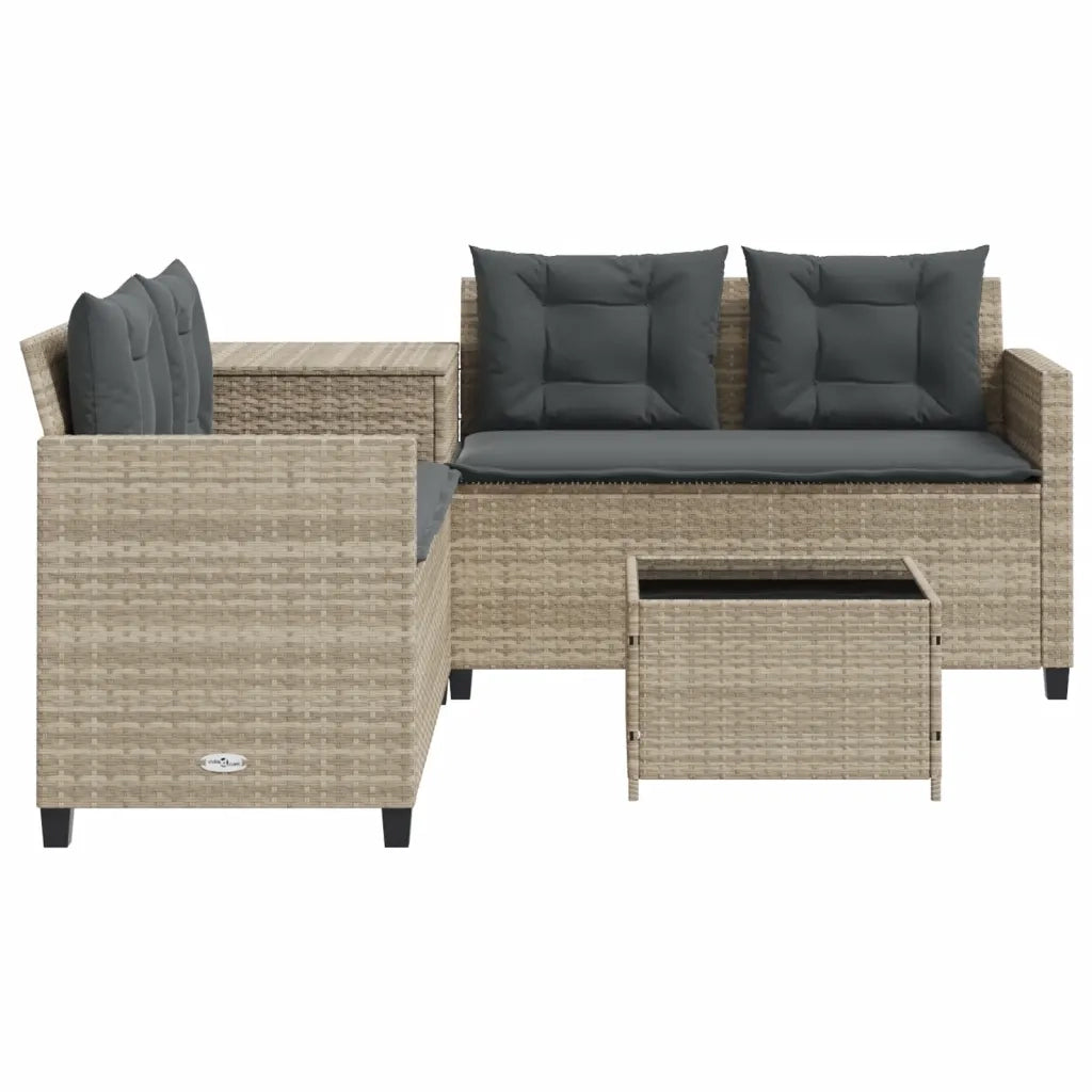 vidaXL Divano Giardino Tavolo e Cuscini a L Grigio Chiaro Polyrattan