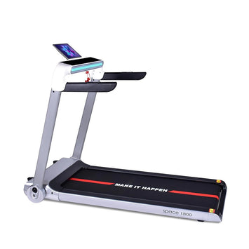 BOUDECH SPACE 1800- Tapis Roulant Elettrico 1800W pieghevole ultra piatto con display touch screen, supporto per ipad, speakers bluetooth, a