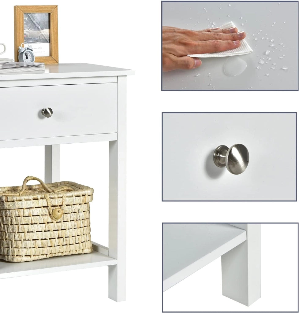 Set di 2 Comodini, Tavolino da Salotto con Cassetto, Moderno Tavolino da Salotto per Soggiorno, Camera da Letto, 48x40x58 cm, 3 Colori