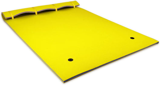 Tappeto Galleggiante per Piscina e Mare, 270 x 180 cm, Materassino Galleggiante in Schiuma per Rilassarsi e Divertirsi, Con Cuscino per la Testa (Giallo 270 x 180 cm)