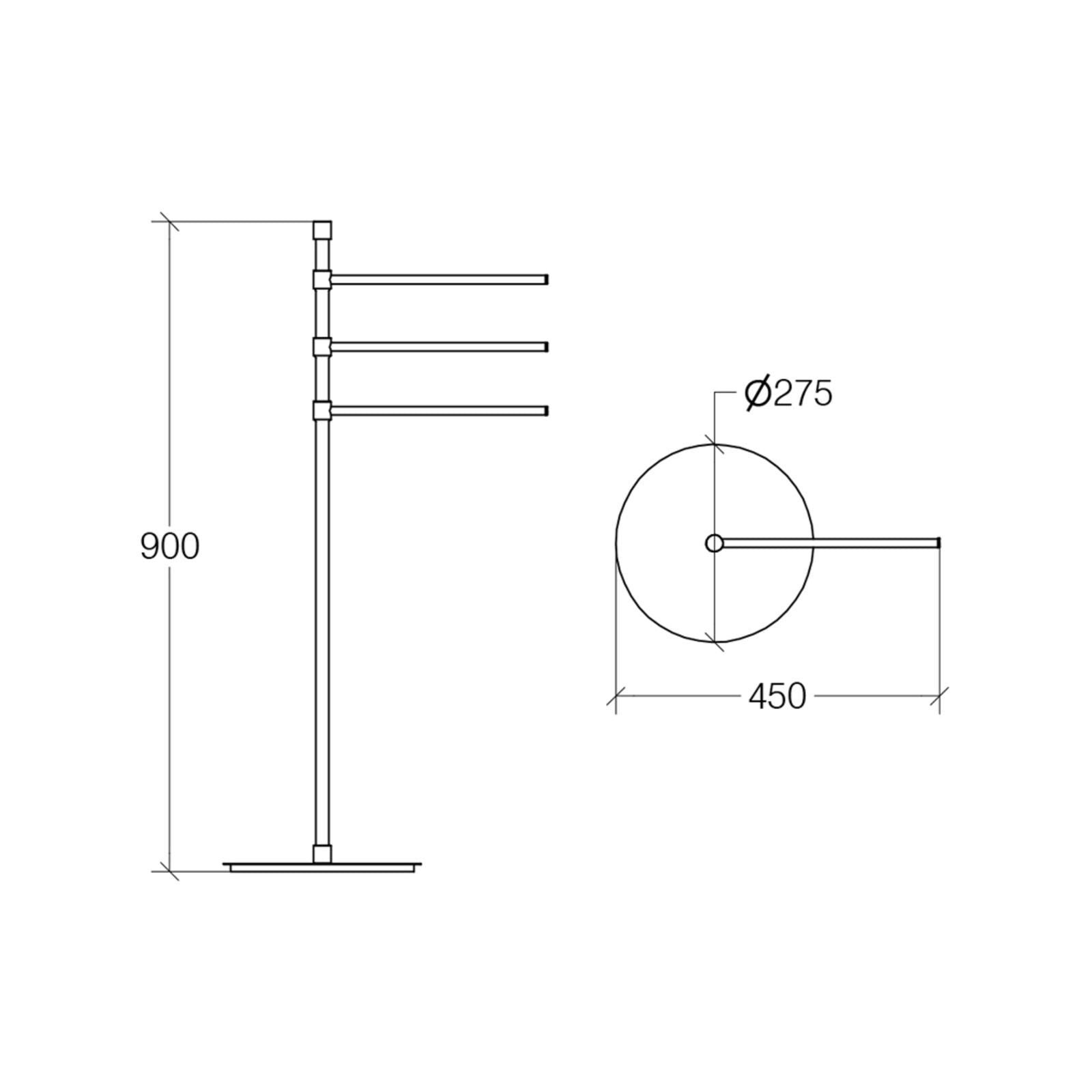 Lineabeta - Piantana con 3 porta asciugamani e base tonda Ranpin in ottone cromato