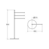 Lineabeta - Piantana con 3 porta asciugamani e base tonda Ranpin in ottone cromato