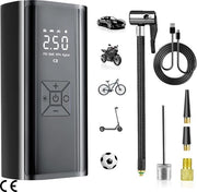 Pompa a Innesco Elettrica Portatile con Batteria 6000 mAh - Compressore Elettrico da 150 PSI con Display LCD Digitale/Luce LED - Minipompa per Auto, Motocicletta, Bicicletta, Pneumatici e Cinture di Gomma da Nuoto