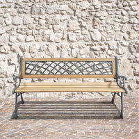 Panchina da Giardino in Ghisa e PVC con Traversine in Legno 116x52x73H cm da esterno