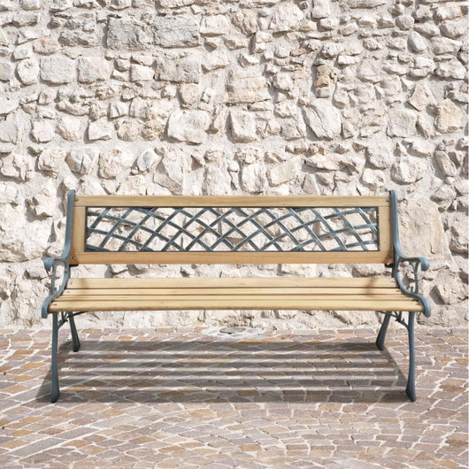 Panchina da Giardino in Ghisa e PVC con Traversine in Legno 116x52x73H cm da esterno