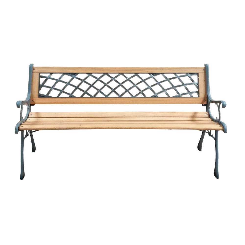 Panchina da Giardino in Ghisa e PVC con Traversine in Legno 116x52x73H cm da esterno
