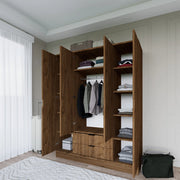 Armadio Camera da Letto Paterno, Guardaroba Grande Appendiabiti, 140x182h cm Marrone Noce