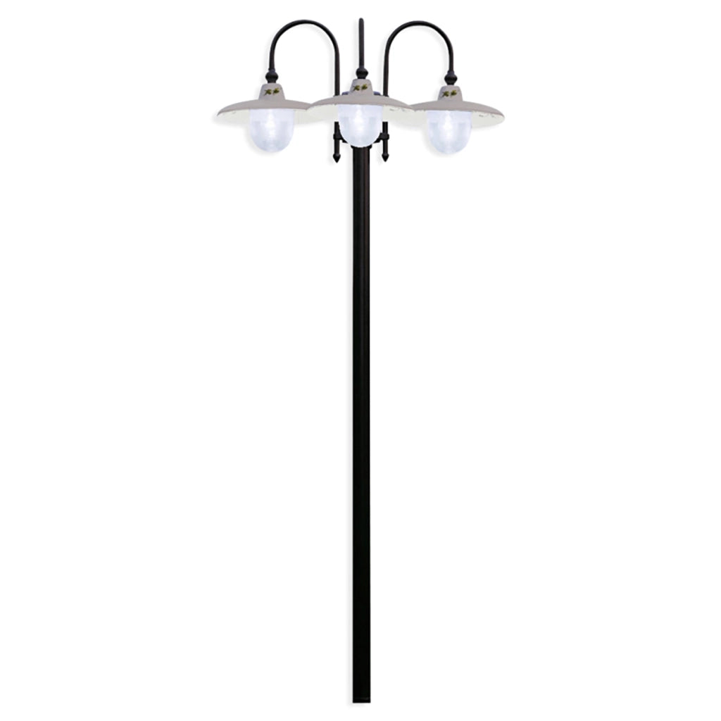 Palo Esterno Classico Campobasso Metallo E Ceramica Nero Sfumato Rame 3 Luci E27