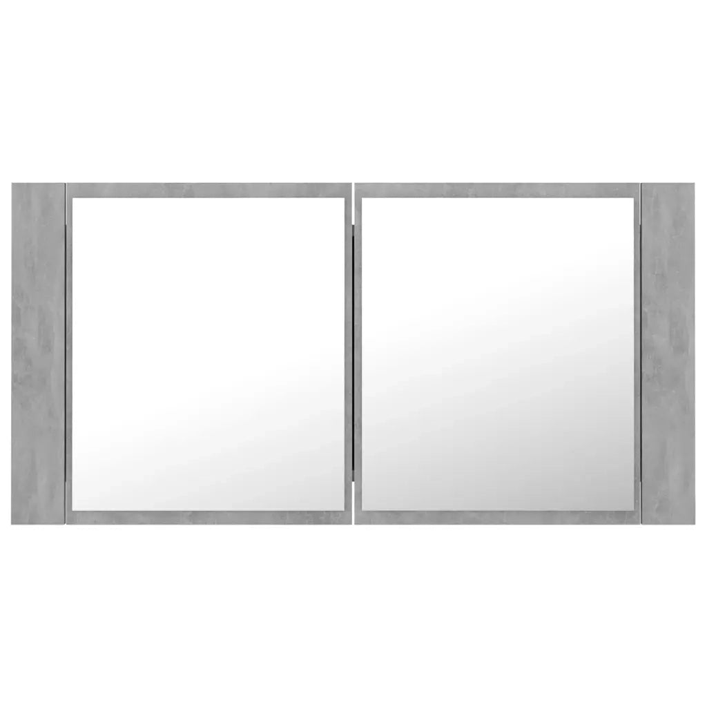 Armadietto a Specchio con Luci LED Grigio Cemento in Acrilico 804976