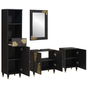 Set di Armadi da Bagno | Armadio da bagno 4 pz Nero Legno di mango massello