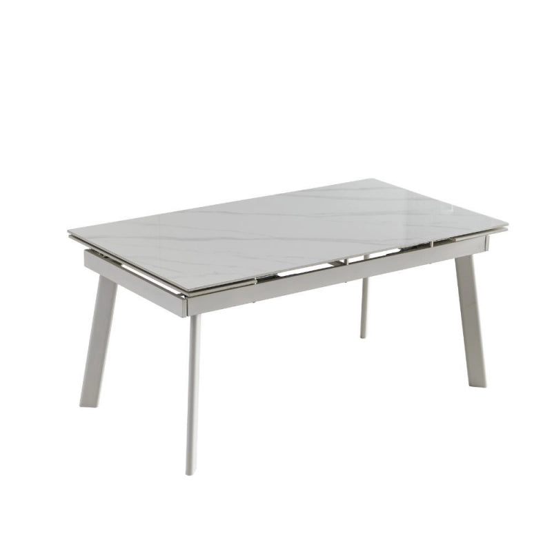 Tavolo allungabile Presena in ceramica colore bianco puro e gambe metallo nere