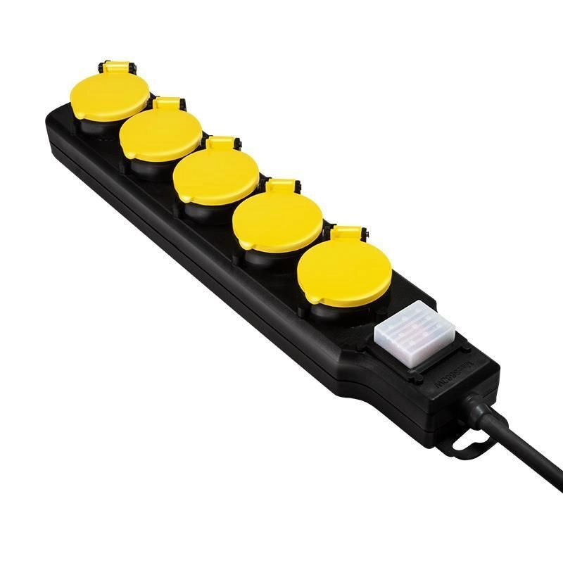 LogiLink LPS255 prolunghe e multiple 1,5 m 5 presa(e) AC Esterno Nero, Giallo