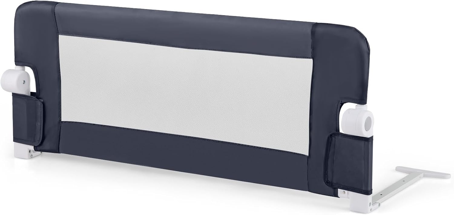 Sponda Letto per Bambini 105/120/150 cm, Barriera di Sicurezza per Neonati, Barriera Letto Pieghevole e Portatile, con Cinghia di Sicurezza (Grigio Scuro, 105 x 38 x 43 cm)