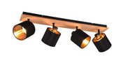Spot da soffitto TOMMY RL nero/legno oro 4xE14 dimmerabile