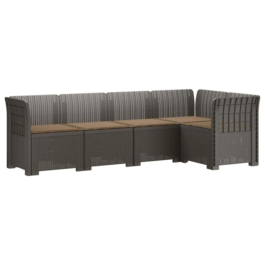 Divano da Giardino 5 Posti con Cuscini Stile Rattan PP 3444048
